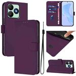 For Wiko T20 Skin Feel Solid Color Leather Phone Case with Lanyard(Violet)