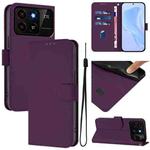 For ZTE Blade A35 / A55 Skin Feel Solid Color Leather Phone Case with Lanyard(Violet)