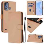 For ZTE Blade A53 / A53+ Skin Feel Solid Color Leather Phone Case with Lanyard(Nude)