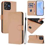 For ZTE Blade A73 4G Skin Feel Solid Color Leather Phone Case with Lanyard(Nude)