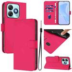 For ZTE Blade A75 4G Skin Feel Solid Color Leather Phone Case with Lanyard(Rose Red)