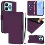 For ZTE Blade A75 4G Skin Feel Solid Color Leather Phone Case with Lanyard(Violet)