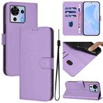 For ZTE Blade V50 Vita Skin Feel Solid Color Leather Phone Case with Lanyard(Lavender Purple)