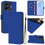 For ZTE Blade V60 Design Skin Feel Solid Color Leather Phone Case with Lanyard(Dark Blue)