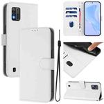For ZTE Blade A52 Lite Skin Feel Solid Color Leather Phone Case with Lanyard(White)