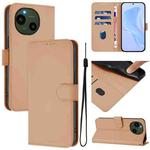 For Sharp Aquos R9/SH-51E Skin Feel Solid Color Leather Phone Case with Lanyard(Nude)