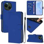 For Sharp Aquos R9/SH-51E Skin Feel Solid Color Leather Phone Case with Lanyard(Dark Blue)