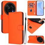 For Sharp Aquos R9 Pro SH-54E Skin Feel Solid Color Leather Phone Case with Lanyard(Orange)
