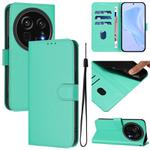 For Sharp Aquos R9 Pro SH-54E Skin Feel Solid Color Leather Phone Case with Lanyard(Green)