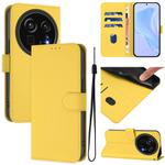 For Sharp Aquos R9 Pro SH-54E Skin Feel Solid Color Leather Phone Case with Lanyard(Lemon Yellow)