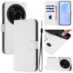 For Sharp Aquos R9 Pro SH-54E Skin Feel Solid Color Leather Phone Case with Lanyard(White)