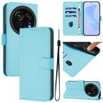 For Sharp Aquos R9 Pro SH-54E Skin Feel Solid Color Leather Phone Case with Lanyard(Sky Blue)