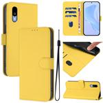 For Sharp Basio Active3 Skin Feel Solid Color Leather Phone Case with Lanyard(Lemon Yellow)
