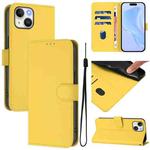 For iPhone 14 / 13 Skin Feel Solid Color Leather Phone Case with Lanyard(Lemon Yellow)