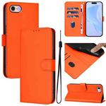 For iPhone SE 2022 / 2020 Skin Feel Solid Color Leather Phone Case with Lanyard(Orange)