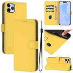 For iPhone 11 Pro Max Skin Feel Solid Color Leather Phone Case with Lanyard(Lemon Yellow)