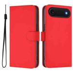 For iPhone Air Skin Feel Solid Color Leather Phone Case with Lanyard(Red)