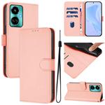 For Tecno Camon 19 / 19 Pro 5G Skin Feel Solid Color Leather Phone Case with Lanyard(Pink)