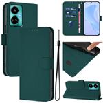 For Tecno Camon 19 / 19 Pro 5G Skin Feel Solid Color Leather Phone Case with Lanyard(Dark Green)