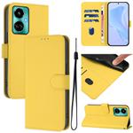 For Tecno Camon 19 / 19 Pro 5G Skin Feel Solid Color Leather Phone Case with Lanyard(Lemon Yellow)