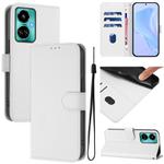 For Tecno Camon 19 / 19 Pro 5G Skin Feel Solid Color Leather Phone Case with Lanyard(White)