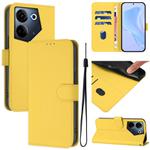 For Tecno Camon 20 Pro 4G Skin Feel Solid Color Leather Phone Case with Lanyard(Lemon Yellow)
