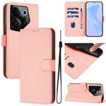 For Tecno Camon 20 Premier 5G Skin Feel Solid Color Leather Phone Case with Lanyard(Pink)