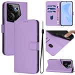 For Tecno Camon 20 Premier 5G Skin Feel Solid Color Leather Phone Case with Lanyard(Lavender Purple)