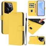 For Tecno Camon 20 Premier 5G Skin Feel Solid Color Leather Phone Case with Lanyard(Lemon Yellow)