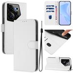 For Tecno Camon 20 Premier 5G Skin Feel Solid Color Leather Phone Case with Lanyard(White)