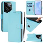 For Tecno Camon 20 Premier 5G Skin Feel Solid Color Leather Phone Case with Lanyard(Sky Blue)