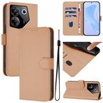 For Tecno Camon 20 Pro 5G Skin Feel Solid Color Leather Phone Case with Lanyard(Nude)