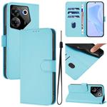 For Tecno Camon 20 Pro 5G Skin Feel Solid Color Leather Phone Case with Lanyard(Sky Blue)