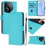 For Tecno Camon 20 Pro 5G Skin Feel Solid Color Leather Phone Case with Lanyard(Lake Blue)