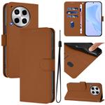 For Tecno Camon 30 4G / 5G Skin Feel Solid Color Leather Phone Case with Lanyard(Brown)