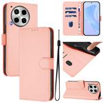 For Tecno Camon 30 4G / 5G Skin Feel Solid Color Leather Phone Case with Lanyard(Pink)