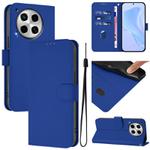 For Tecno Camon 30 4G / 5G Skin Feel Solid Color Leather Phone Case with Lanyard(Dark Blue)