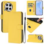 For Tecno Camon 30 4G / 5G Skin Feel Solid Color Leather Phone Case with Lanyard(Lemon Yellow)