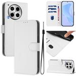 For Tecno Camon 30 4G / 5G Skin Feel Solid Color Leather Phone Case with Lanyard(White)