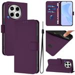 For Tecno Camon 30 4G / 5G Skin Feel Solid Color Leather Phone Case with Lanyard(Violet)