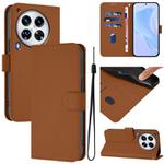 For Tecno Camon 30 Premier 5G Skin Feel Solid Color Leather Phone Case with Lanyard(Brown)