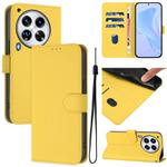 For Tecno Camon 30 Premier 5G Skin Feel Solid Color Leather Phone Case with Lanyard(Lemon Yellow)
