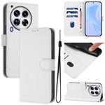 For Tecno Camon 30 Premier 5G Skin Feel Solid Color Leather Phone Case with Lanyard(White)