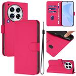 For Tecno Camon 30 Premier 5G Skin Feel Solid Color Leather Phone Case with Lanyard(Rose Red)