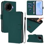 For Tecno Camon 30 Pro 5G Skin Feel Solid Color Leather Phone Case with Lanyard(Dark Green)