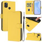 For Tecno Pop 4 Pro Skin Feel Solid Color Leather Phone Case with Lanyard(Lemon Yellow)