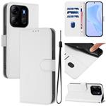 For Tecno Pop 7 / 7 Pro Skin Feel Solid Color Leather Phone Case with Lanyard(White)