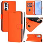 For Tecno Pova 3 Skin Feel Solid Color Leather Phone Case with Lanyard(Orange)