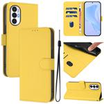 For Tecno Pova 3 Skin Feel Solid Color Leather Phone Case with Lanyard(Lemon Yellow)