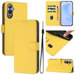 For Tecno Pova 4 Skin Feel Solid Color Leather Phone Case with Lanyard(Lemon Yellow)